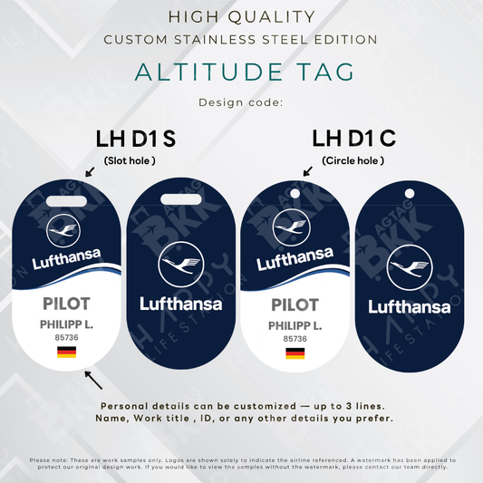 Lufthansa - Altitude Tag ( Stainless Steel Luggage Tag)