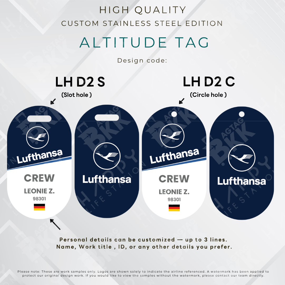 Lufthansa - Altitude Tag ( Stainless Steel Luggage Tag)