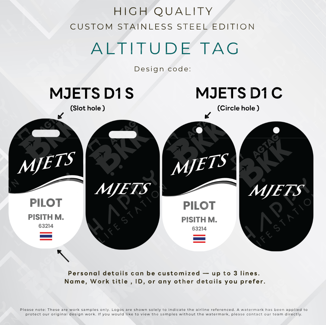 MJets - Altitude Tag ( Stainless Steel Luggage Tag)