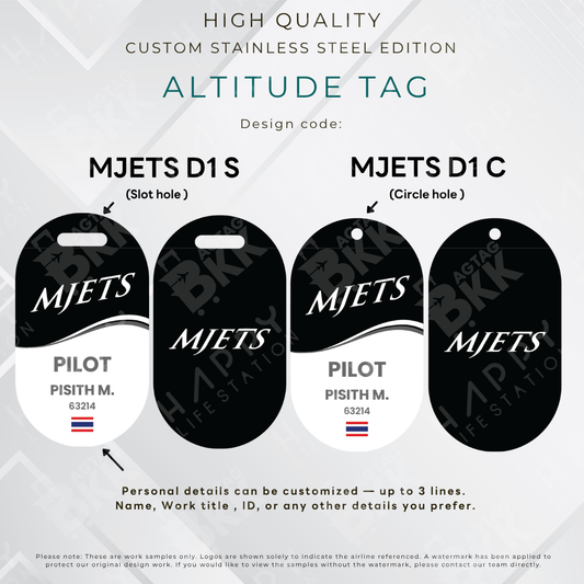 MJets - Altitude Tag ( Stainless Steel Luggage Tag)