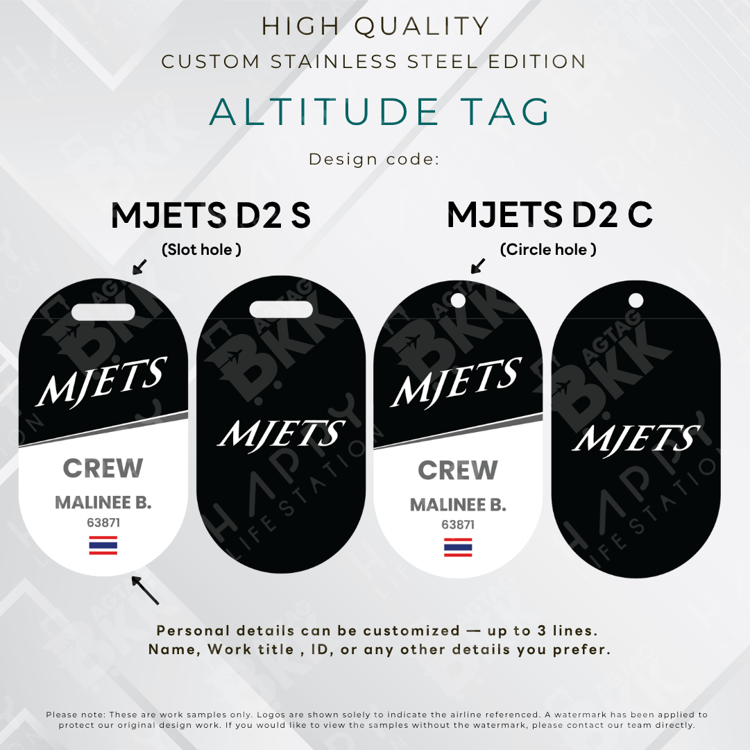 MJets - Altitude Tag ( Stainless Steel Luggage Tag)