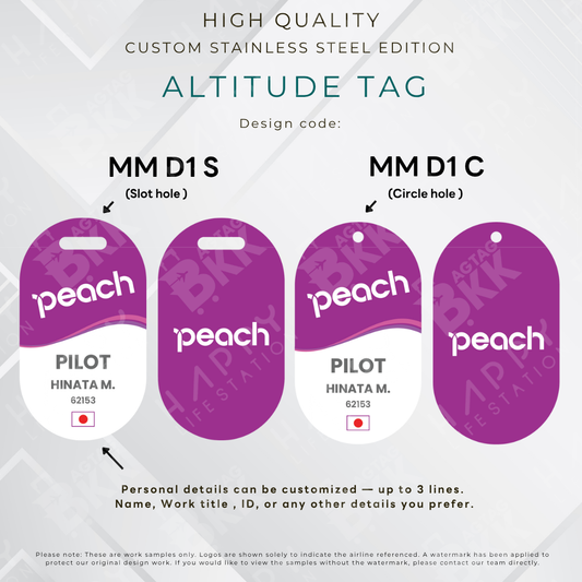 Peach Air  - Altitude Tag ( Stainless Steel Luggage Tag)