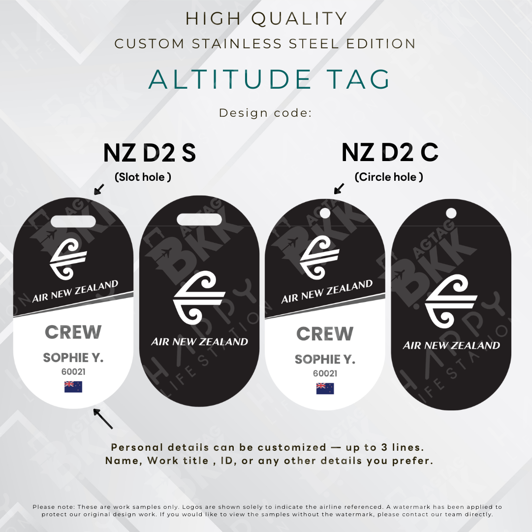 Air New Zealand - Altitude Tag ( Stainless Steel Luggage Tag)