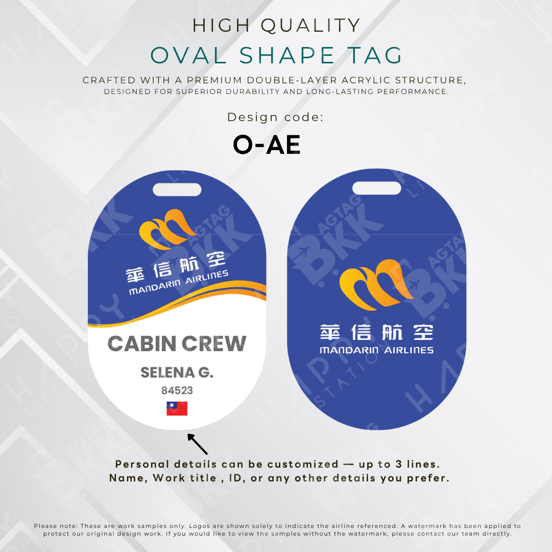 Mandarin Airlines Oval Shape Crew Luggage Tag | BAGTAGBKK
