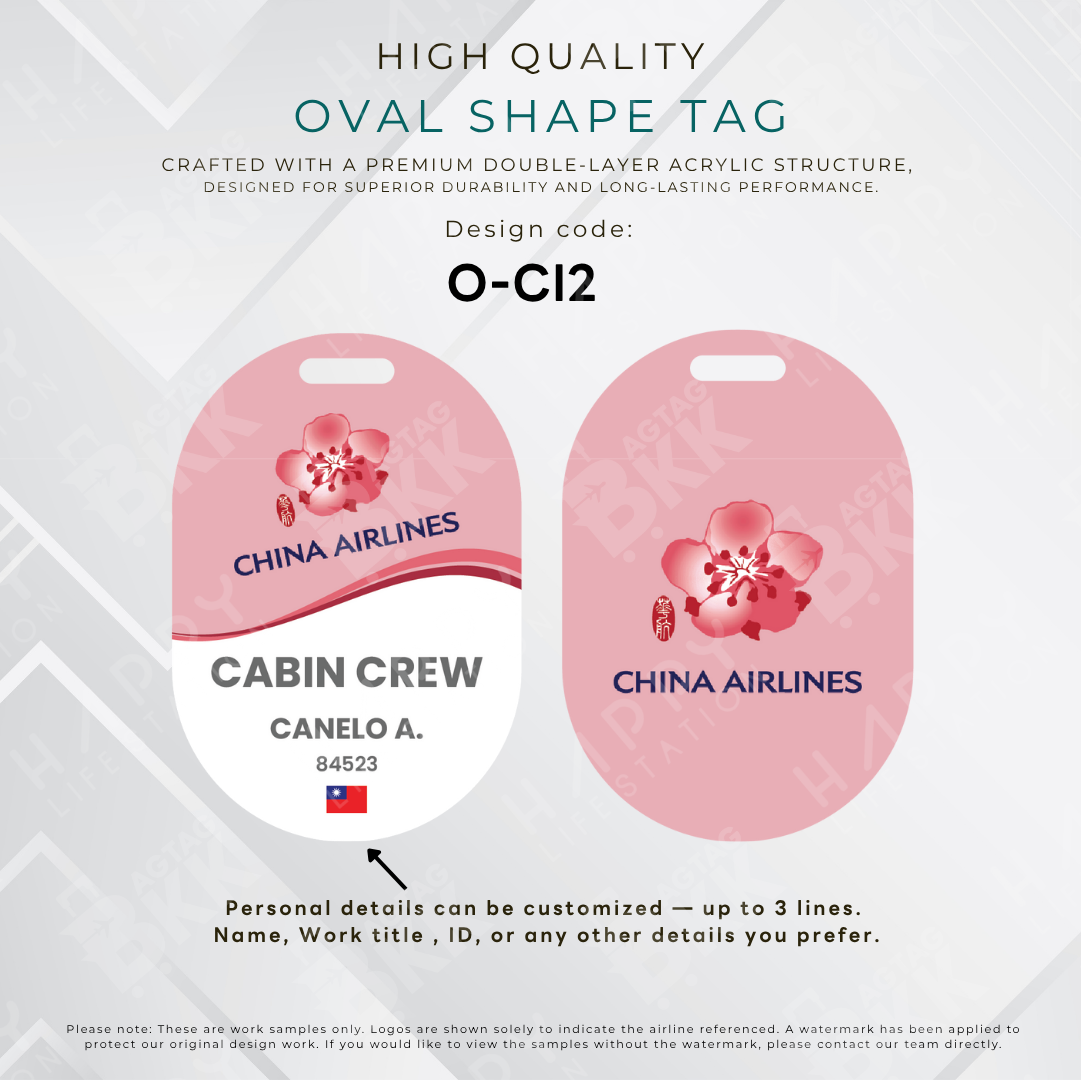 China Airlines Oval Shape Crew Luggage Tag Design 2 | BAGTAGBKK