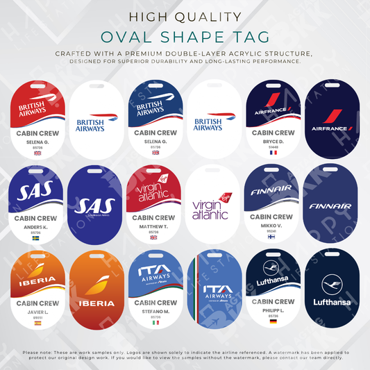 Europe airlines oval shape personalized luggage tag