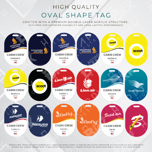 Singapore Malaysia Indonesia airlines oval shape personalized luggage tag