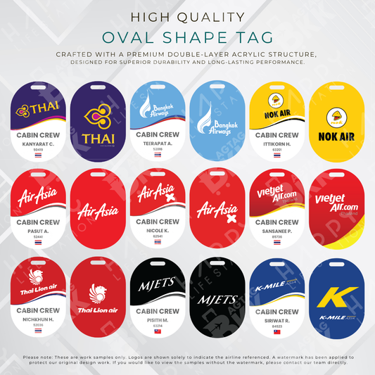 Thai airlines oval shape personalized luggage tag