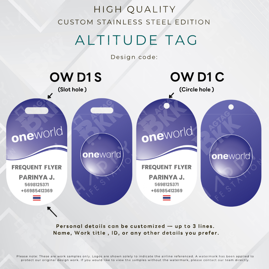 One World - Altitude Tag ( Stainless Steel Luggage Tag)