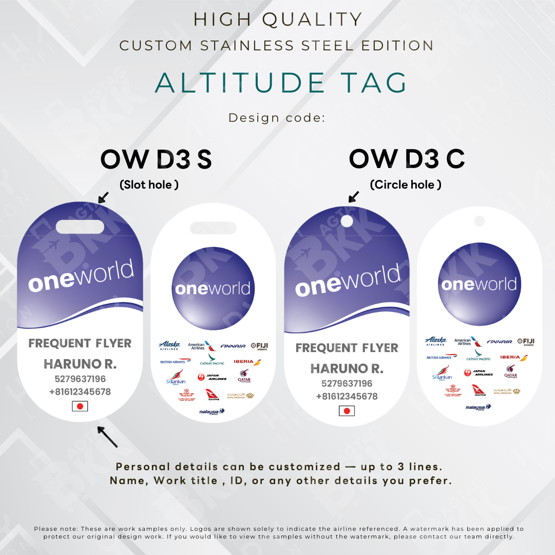 One World - Altitude Tag ( Stainless Steel Luggage Tag)