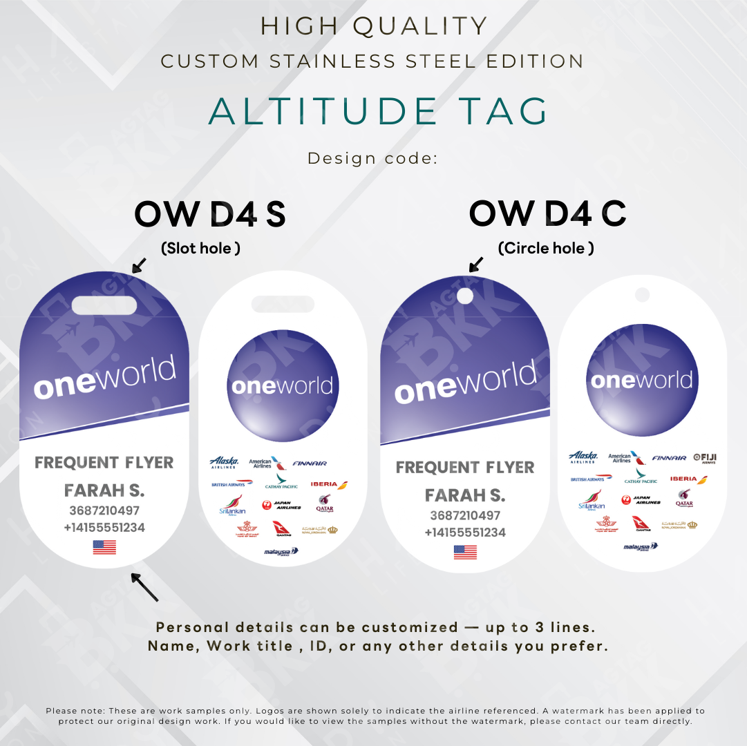 One World - Altitude Tag ( Stainless Steel Luggage Tag)