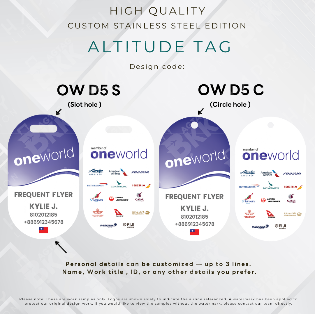 One World - Altitude Tag ( Stainless Steel Luggage Tag)