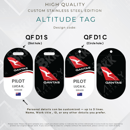 Qantas - Altitude Tag ( Stainless Steel Luggage Tag)