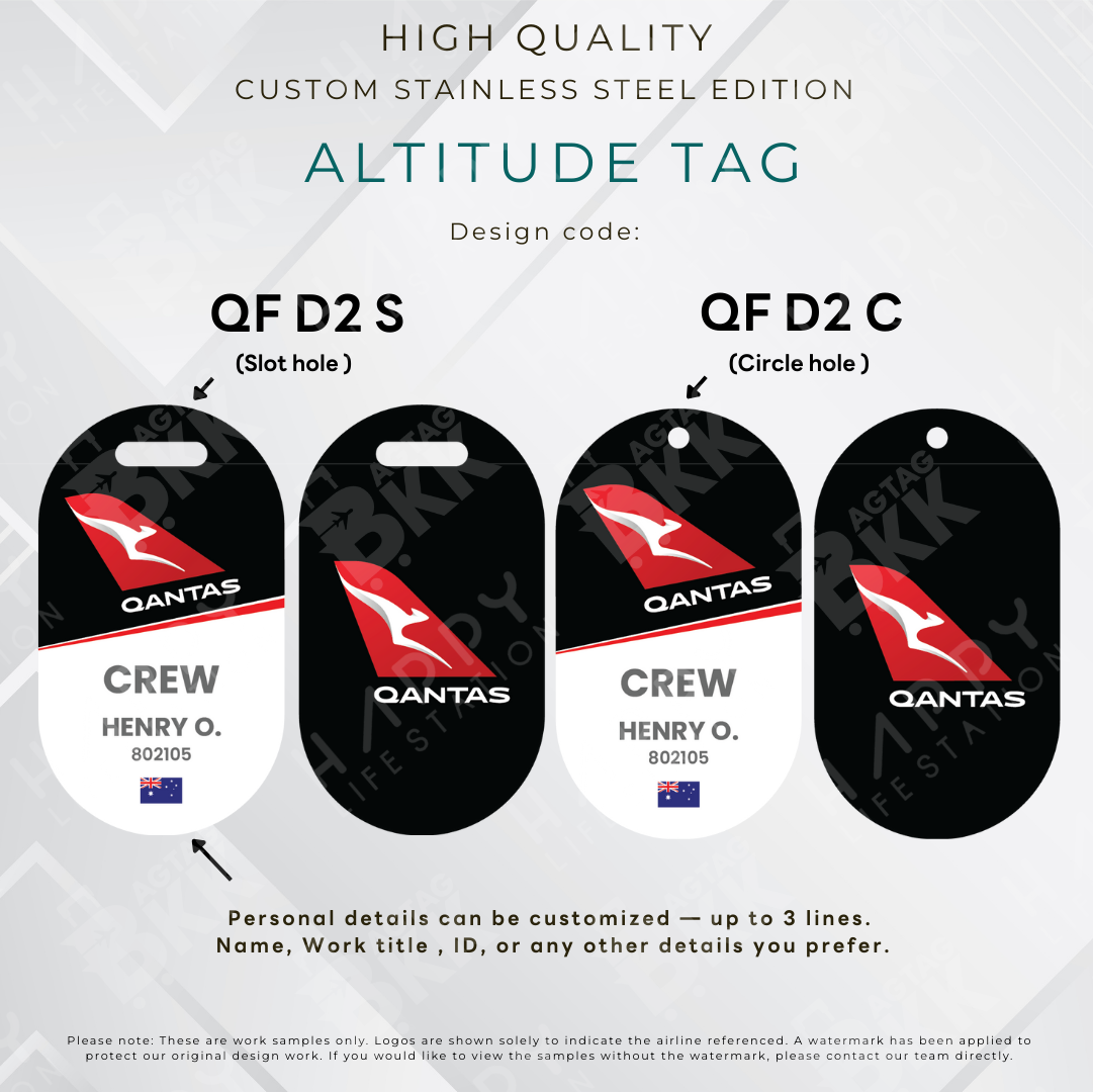 Qantas - Altitude Tag ( Stainless Steel Luggage Tag)