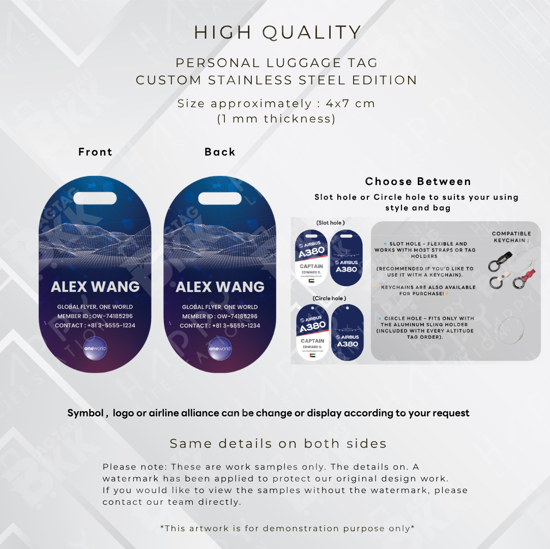 Frequent Flyer - Altitude Tag ( Stainless Steel Luggage Tag)