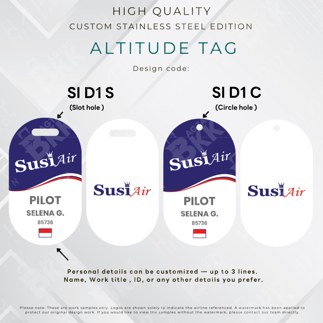 Susi Air - Altitude Tag ( Stainless Steel Luggage Tag)