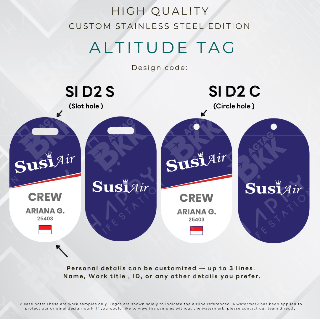 Susi Air - Altitude Tag ( Stainless Steel Luggage Tag)