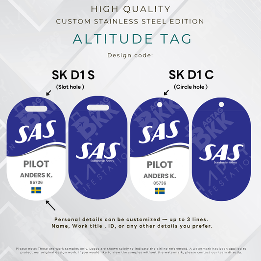 SAS (Scandinavian Airlines) - Altitude Tag ( Stainless Steel Luggage Tag)