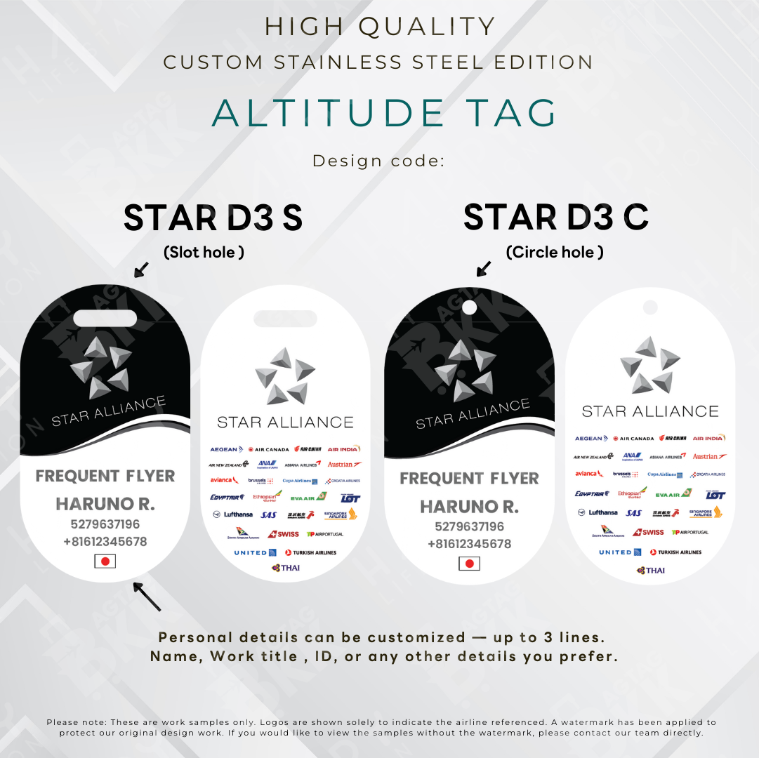 Star Alliance - Altitude Tag ( Stainless Steel Luggage Tag)