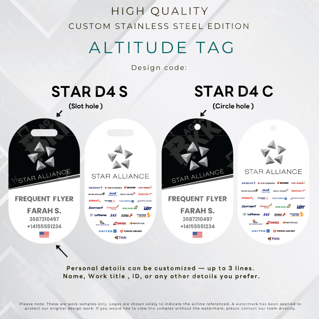 Star Alliance - Altitude Tag ( Stainless Steel Luggage Tag)