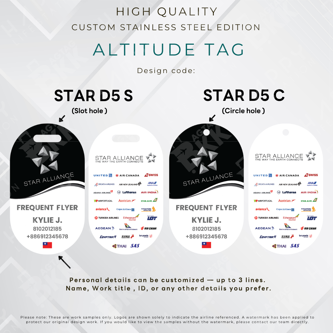 Star Alliance - Altitude Tag ( Stainless Steel Luggage Tag)