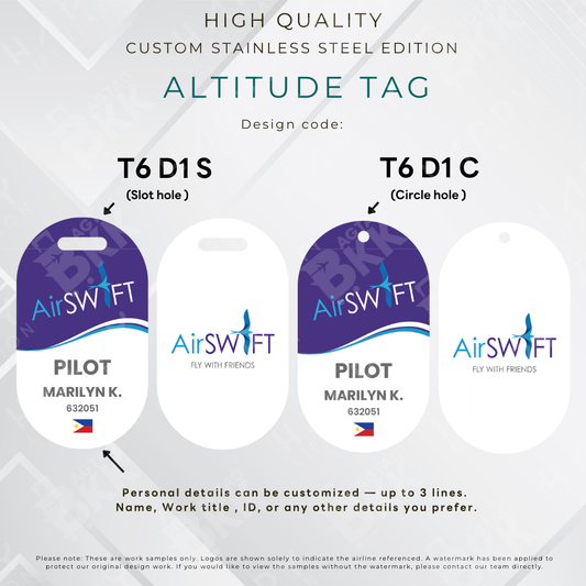 Air Swift - Altitude Tag ( Stainless Steel Luggage Tag)