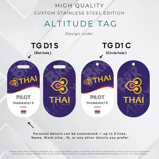 Thai Airways - Altitude Tag ( Stainless Steel Luggage Tag)