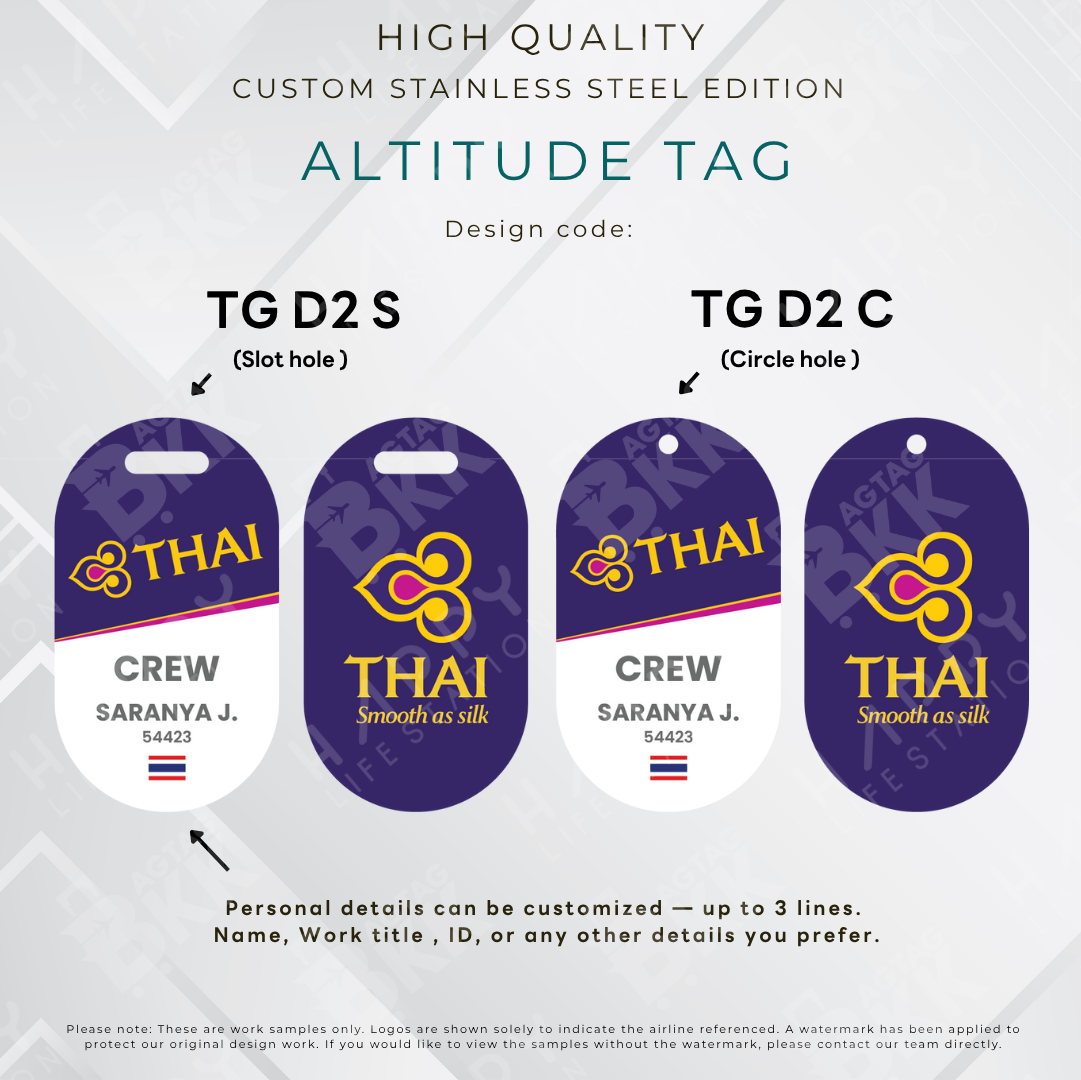 Thai Airways - Altitude Tag ( Stainless Steel Luggage Tag)