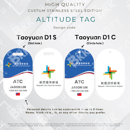 Taoyuan Airport - Altitude Tag ( Stainless Steel Luggage Tag)