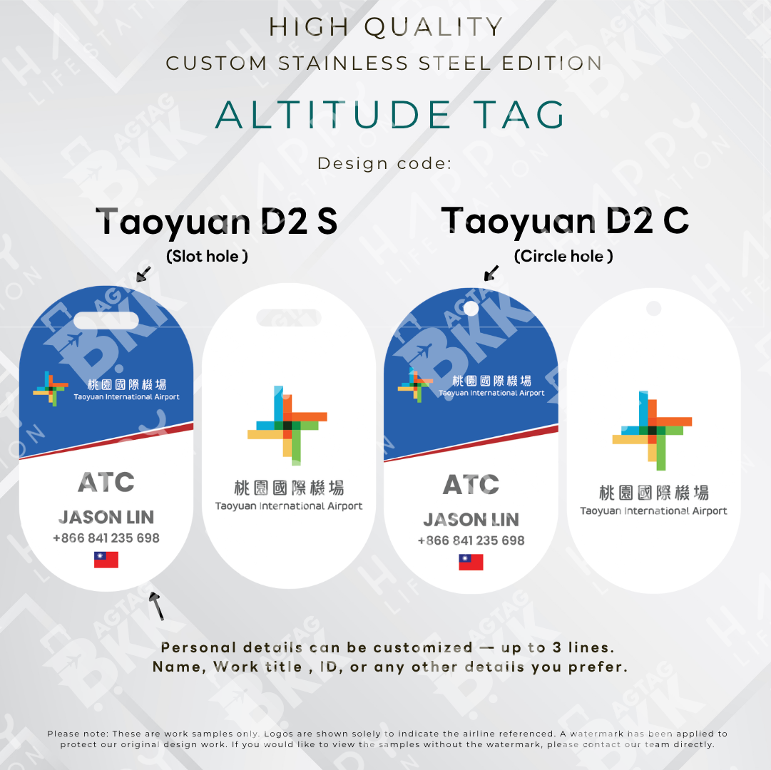 Taoyuan Airport - Altitude Tag ( Stainless Steel Luggage Tag)