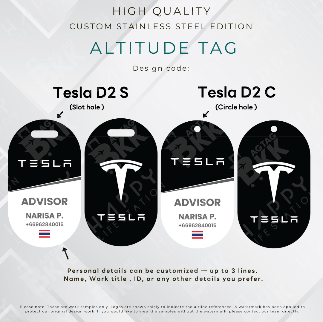 Tesla - Altitude Tag ( Stainless Steel Luggage Tag)