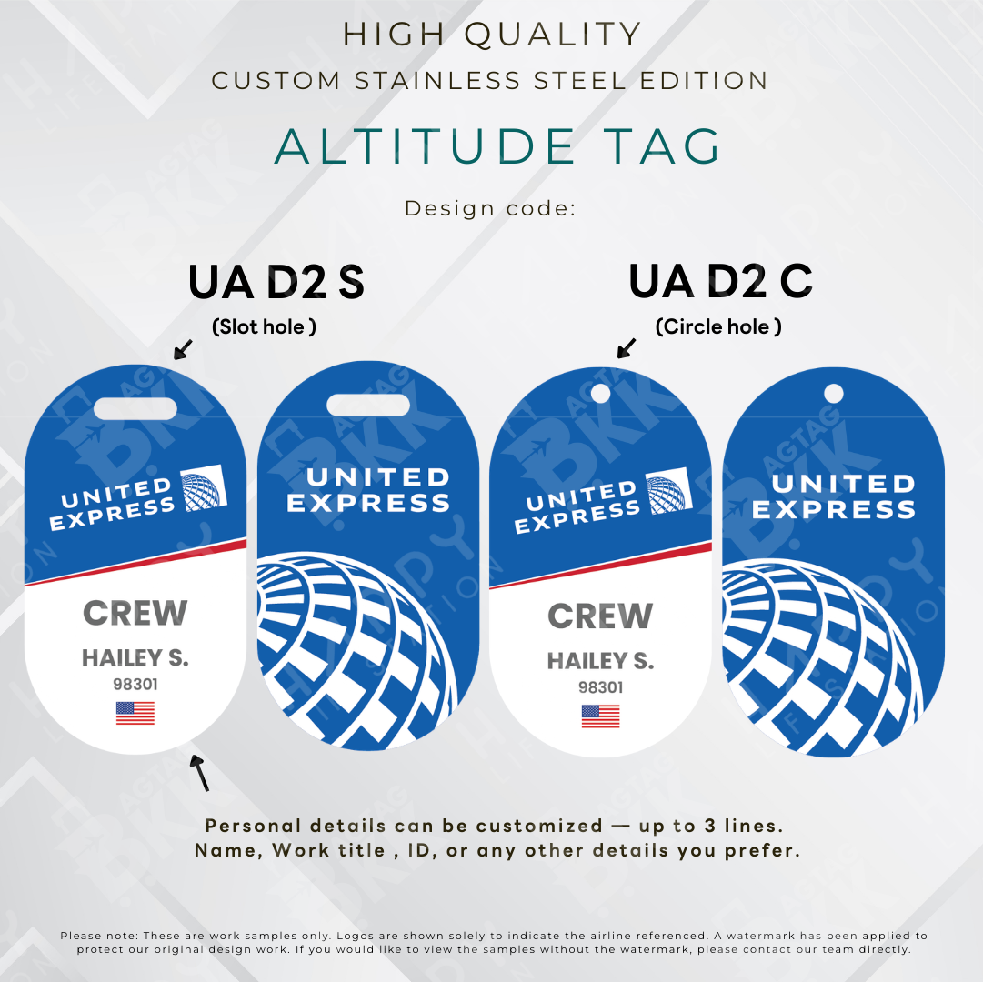 United Express - Altitude Tag ( Stainless Steel Luggage Tag)