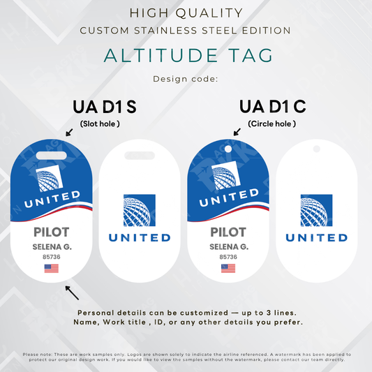 United Airlines - Altitude Tag ( Stainless Steel Luggage Tag)