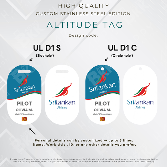 Sri Lankan - Altitude Tag ( Stainless Steel Luggage Tag)