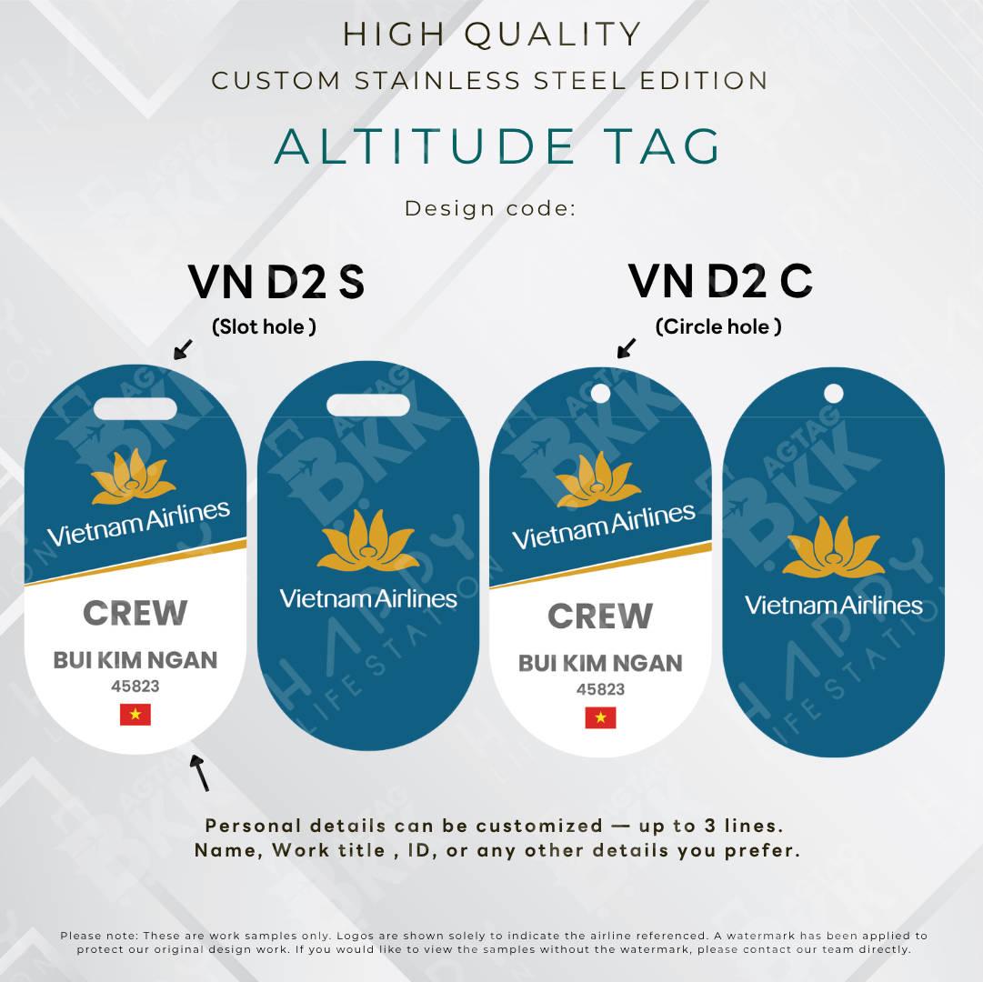 Vietnam Airlines - Altitude Tag ( Stainless Steel Luggage Tag)