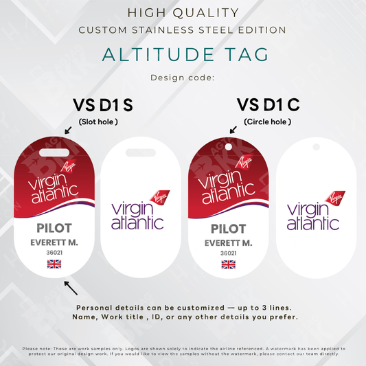 Virgin Atlantic - Altitude Tag ( Stainless Steel Luggage Tag)
