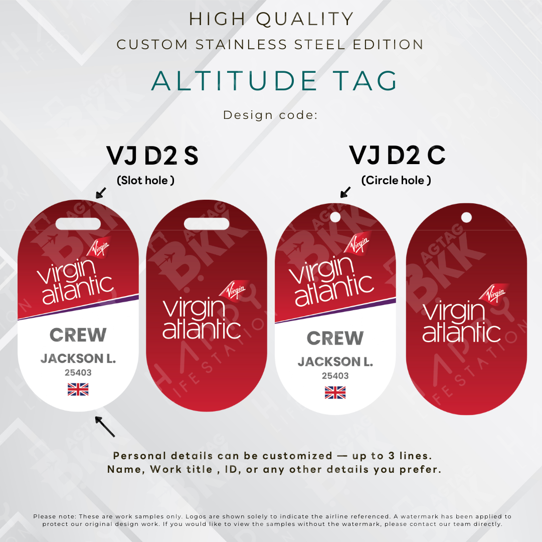 Virgin Atlantic - Altitude Tag ( Stainless Steel Luggage Tag)