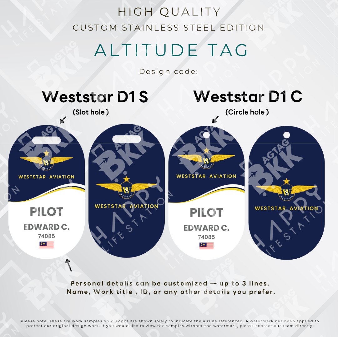 Weststar Aviation Services - Altitude Tag ( Stainless Steel Luggage Tag)