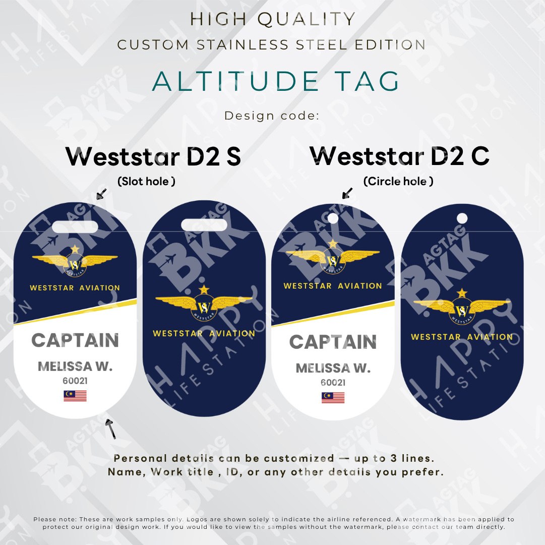 Weststar Aviation Services - Altitude Tag ( Stainless Steel Luggage Tag)