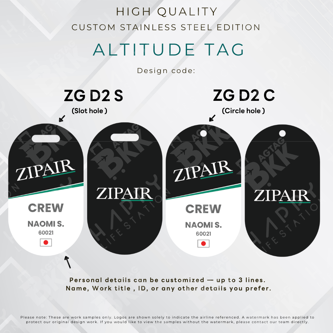 Zipair - Altitude Tag ( Stainless Steel Luggage Tag)