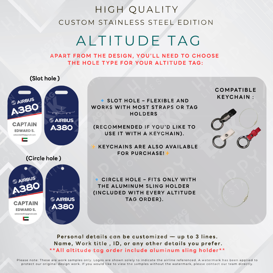 Frequent Flyer - Altitude Tag ( Stainless Steel Luggage Tag)